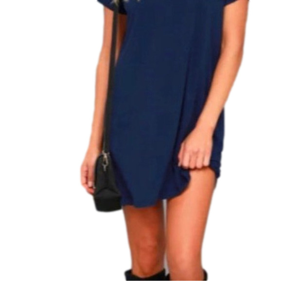 Lulu’s Clear Day Navy Blue T Shirt Dress - Picture 2 of 6
